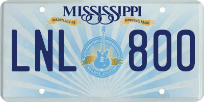 MS license plate LNL800