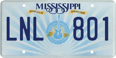 MS license plate LNL801