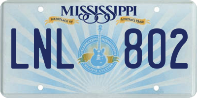 MS license plate LNL802