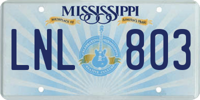 MS license plate LNL803