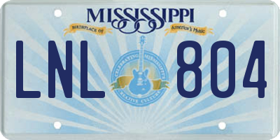 MS license plate LNL804