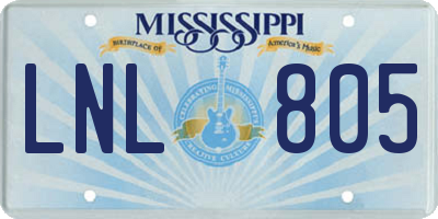 MS license plate LNL805