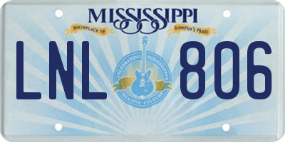MS license plate LNL806