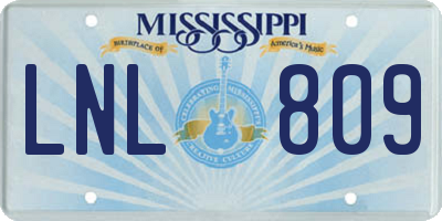 MS license plate LNL809