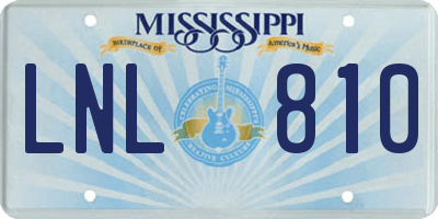 MS license plate LNL810