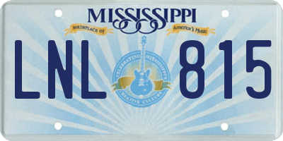 MS license plate LNL815