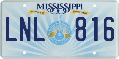 MS license plate LNL816