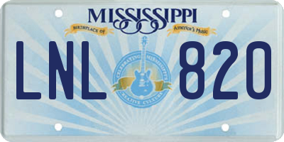 MS license plate LNL820