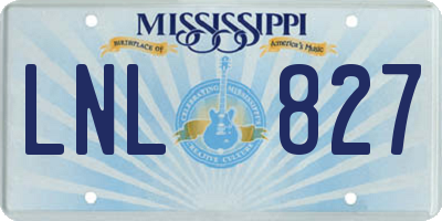 MS license plate LNL827