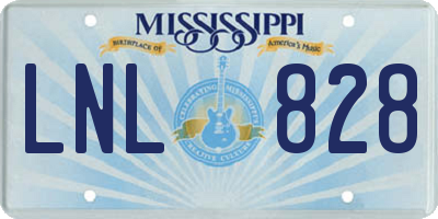 MS license plate LNL828