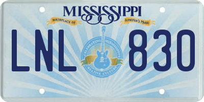 MS license plate LNL830