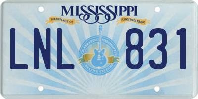 MS license plate LNL831