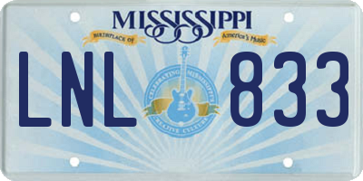 MS license plate LNL833