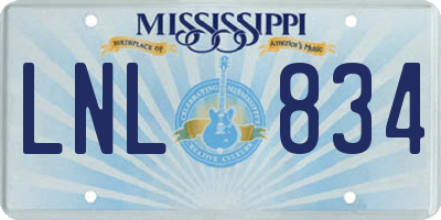 MS license plate LNL834