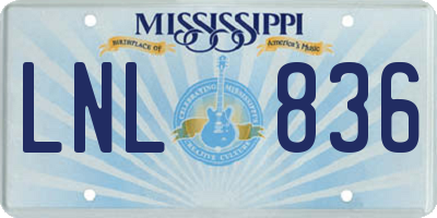 MS license plate LNL836