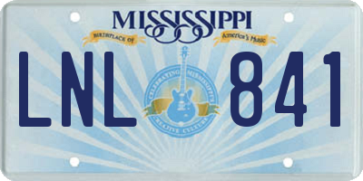 MS license plate LNL841