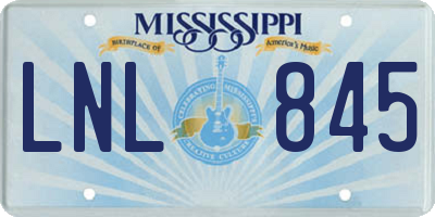 MS license plate LNL845