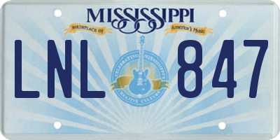 MS license plate LNL847