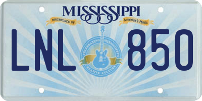 MS license plate LNL850