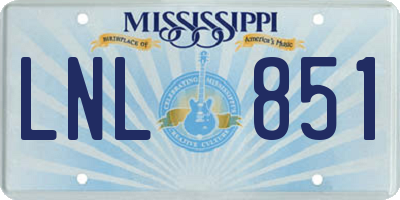 MS license plate LNL851