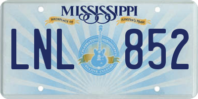 MS license plate LNL852