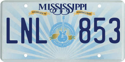 MS license plate LNL853