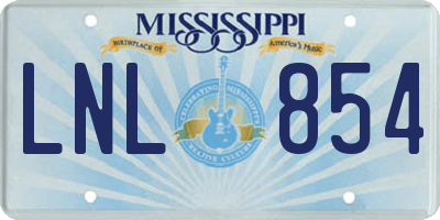 MS license plate LNL854