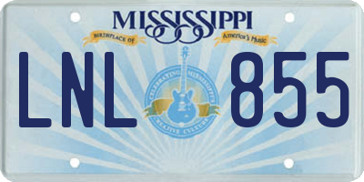 MS license plate LNL855
