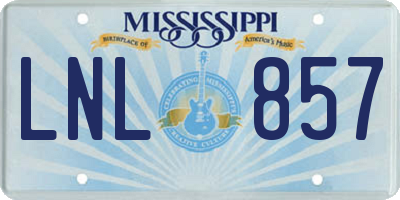 MS license plate LNL857
