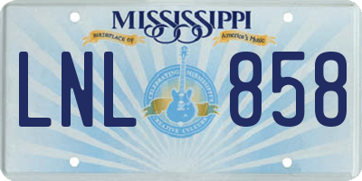 MS license plate LNL858