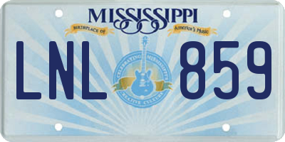 MS license plate LNL859