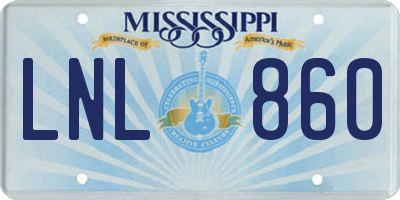 MS license plate LNL860