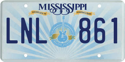 MS license plate LNL861