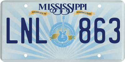 MS license plate LNL863