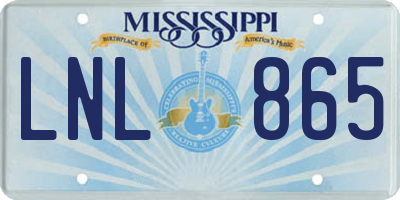MS license plate LNL865