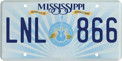 MS license plate LNL866