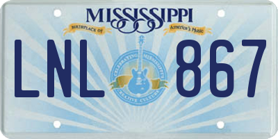 MS license plate LNL867