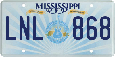 MS license plate LNL868