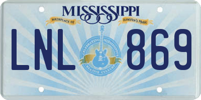 MS license plate LNL869