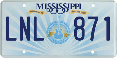 MS license plate LNL871