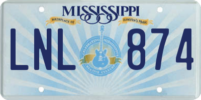MS license plate LNL874
