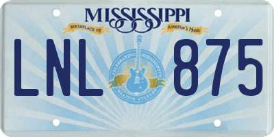 MS license plate LNL875