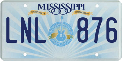 MS license plate LNL876