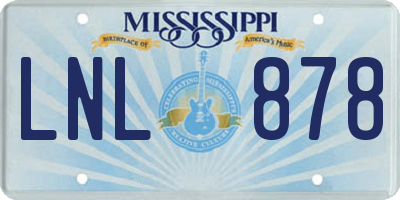 MS license plate LNL878