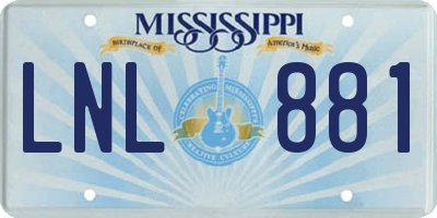 MS license plate LNL881