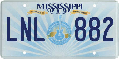 MS license plate LNL882