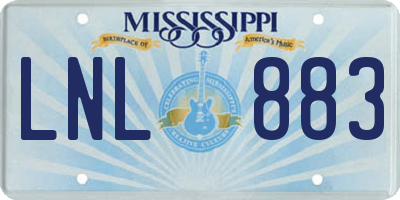 MS license plate LNL883