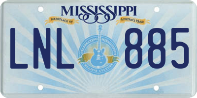 MS license plate LNL885