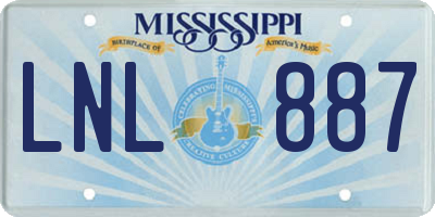 MS license plate LNL887