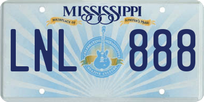 MS license plate LNL888